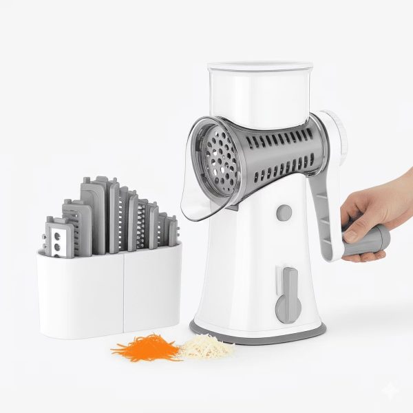 5 in 1 Rotary Cheese Grater | Vegetable Chopper & Slicer | Durable Plastic Food Cutter with Hand-Crank Spiral Slicer Home & Professional Use For Kitchen Helper